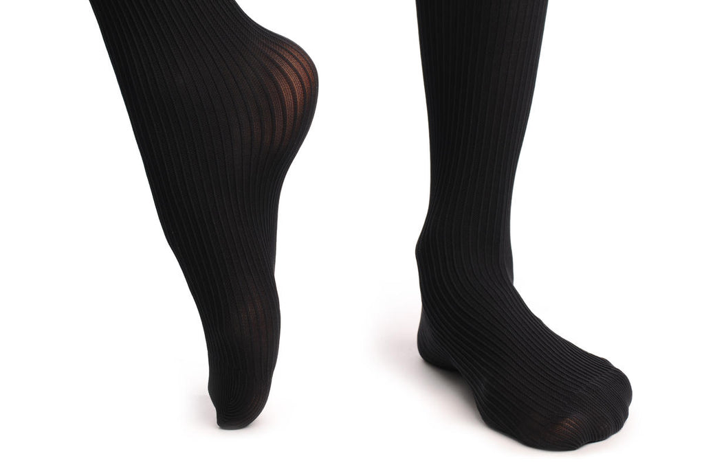 Liss Kiss Opaque Striped Over The Knee Sock With Semi Transparent Top - Tights