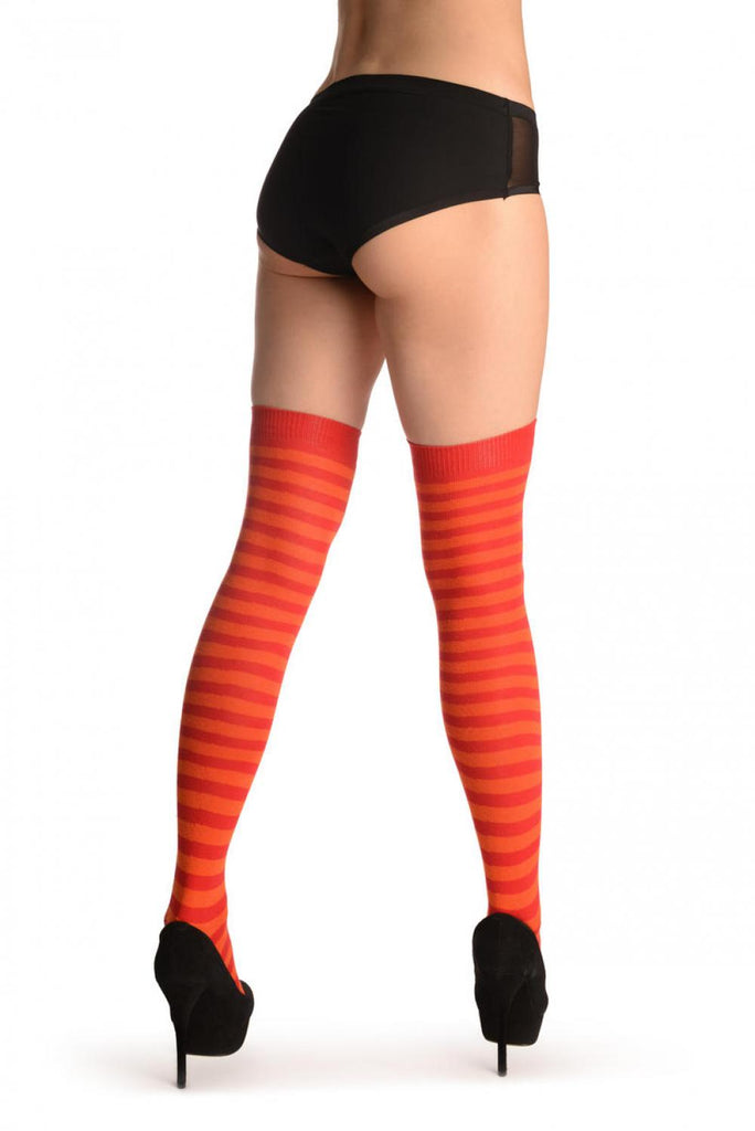 Liss Kiss Orange & Dark Orange Warm Winter Cotton - Over The Knee Socks