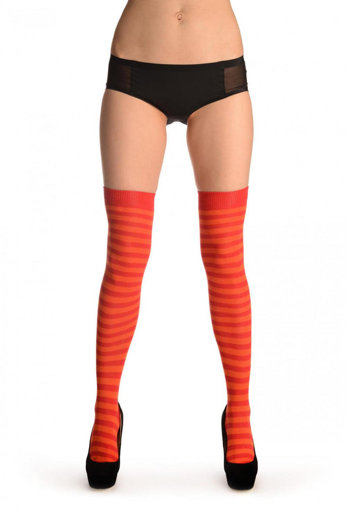 Liss Kiss Orange & Dark Orange Warm Winter Cotton - Over The Knee Socks