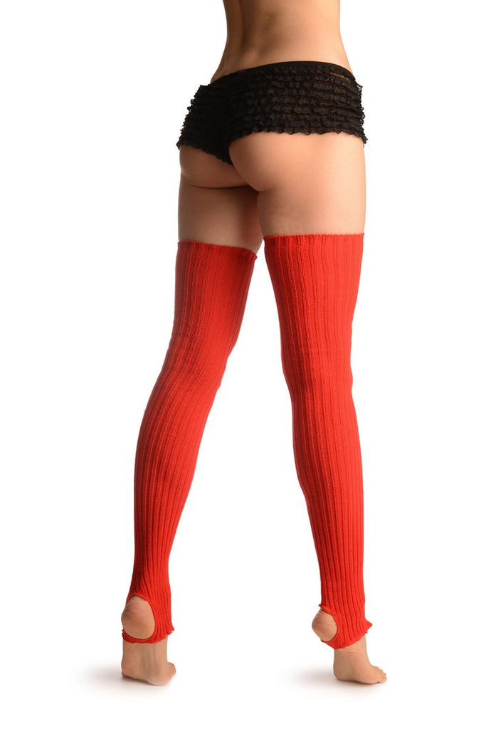 Liss Kiss Orange Red Stirrup Dance/Ballet Leg Warmers - Leg Warmers