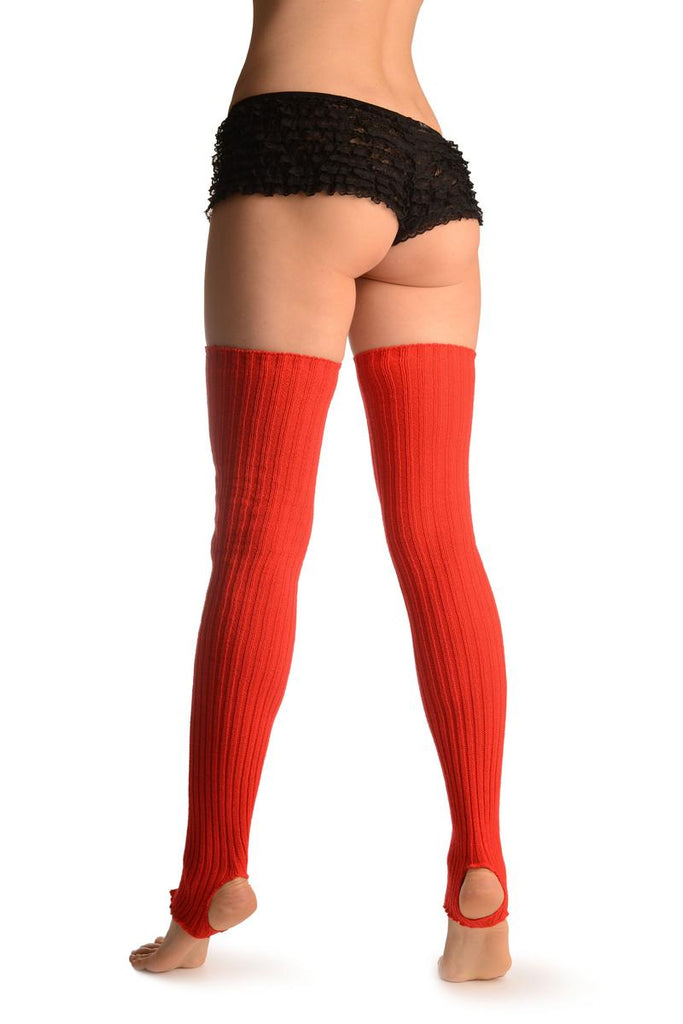 Liss Kiss Orange Red Stirrup Dance/Ballet Leg Warmers - Leg Warmers