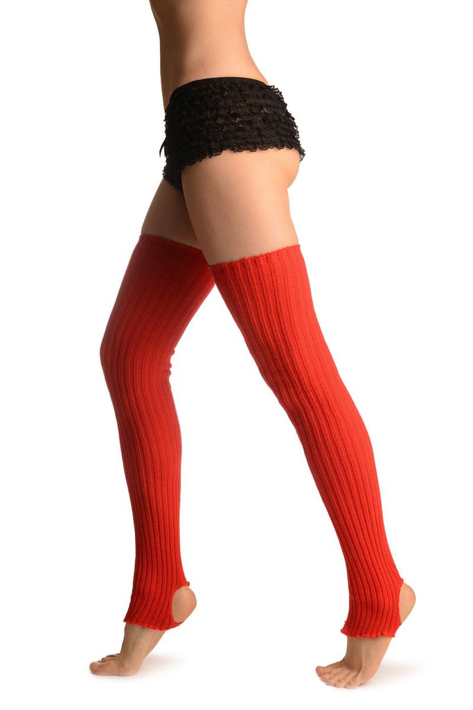 liss kiss Orange Red Stirrup Dance/Ballet Leg Warmers - Leg Warmers