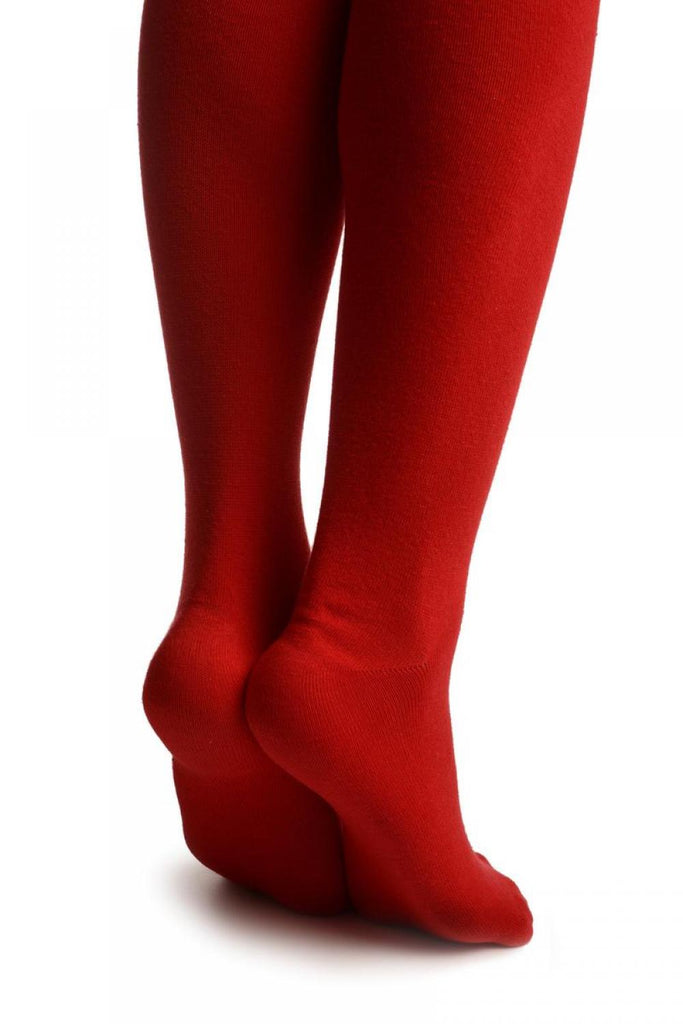 Liss Kiss Orange Stripes On Red (Referee) - Over The Knee Socks