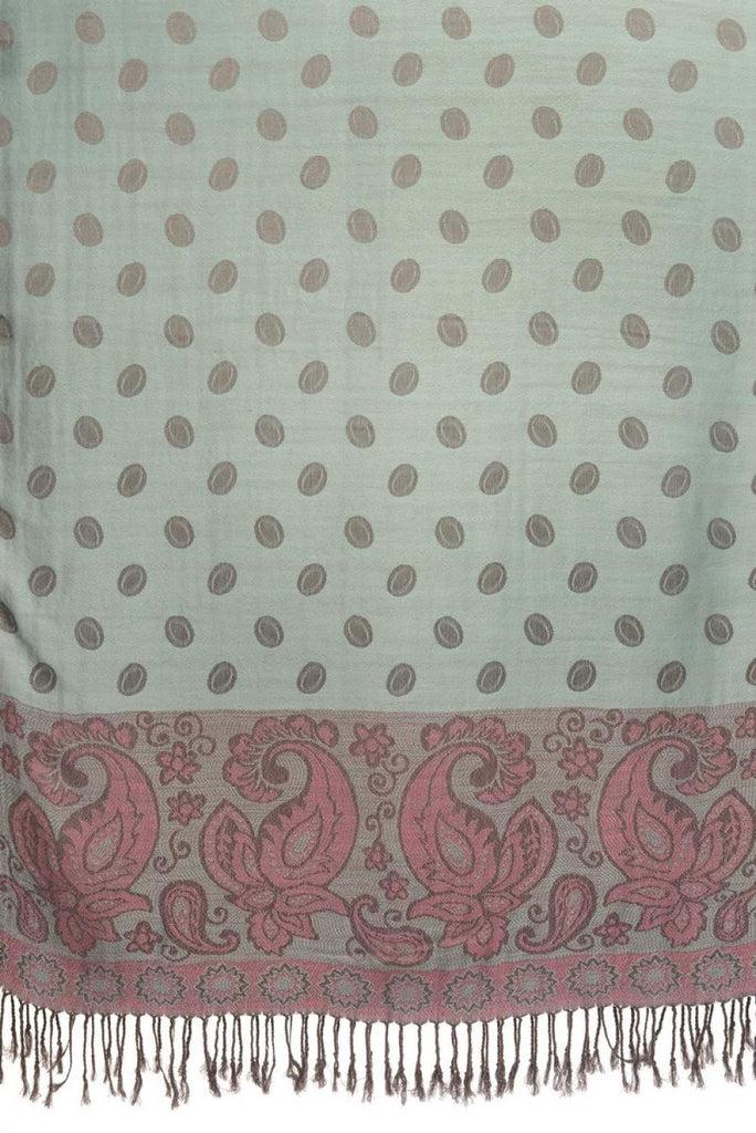 Liss Kiss Ovals & Paisleys On Powder Blue Pashmina With Tassels - Scarf