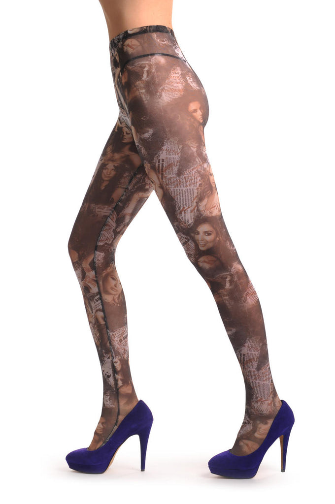 Liss Kiss Paris Hilton And Jessica Alba Vintage Lace Magazine - Tights