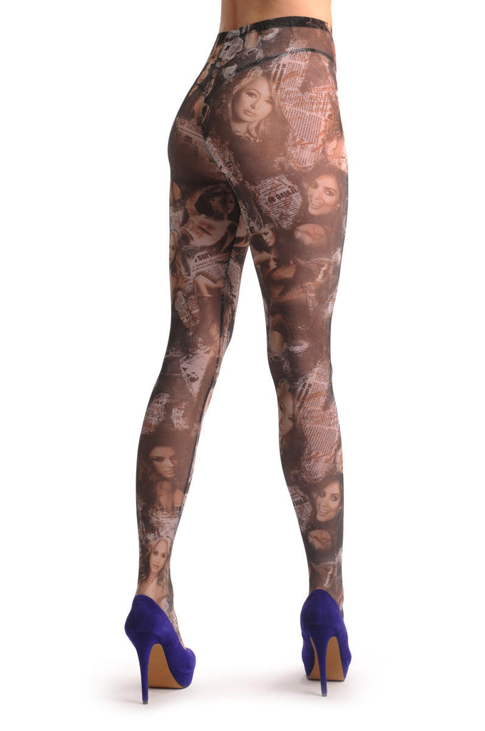 liss kiss Paris Hilton And Jessica Alba Vintage Lace Magazine - Tights