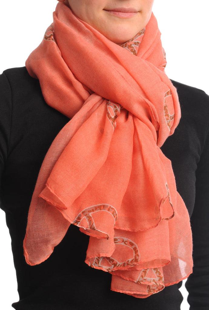 Liss Kiss Peach Blue With Leopard Peace Signs Unisex Scarf & Beach Sarong - Scarf