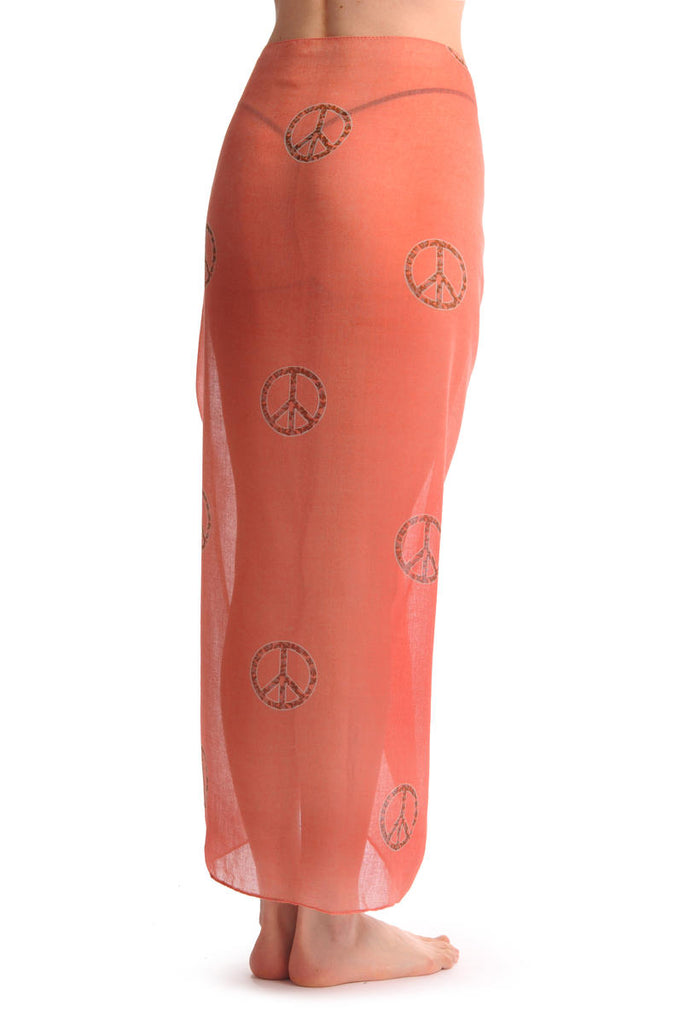 Liss Kiss Peach Blue With Leopard Peace Signs Unisex Scarf & Beach Sarong - Scarf