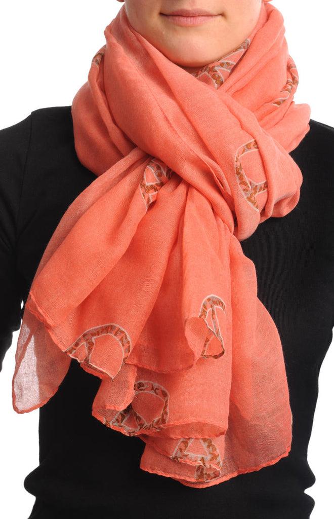 liss kiss Peach Blue With Leopard Peace Signs Unisex Scarf & Beach Sarong - Scarf