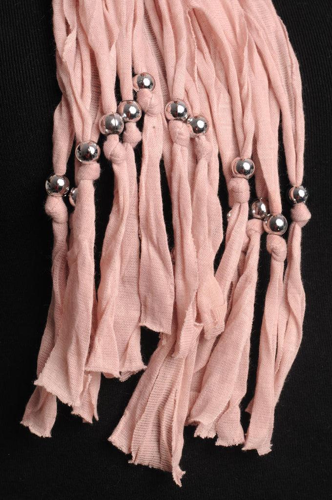 Liss Kiss Peach Jewellery Scarf With Cross Pendant & Beads - Scarf