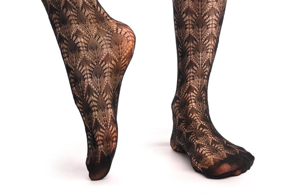 Liss Kiss Peacocks With Floral Garter Fishnet - Hold Ups