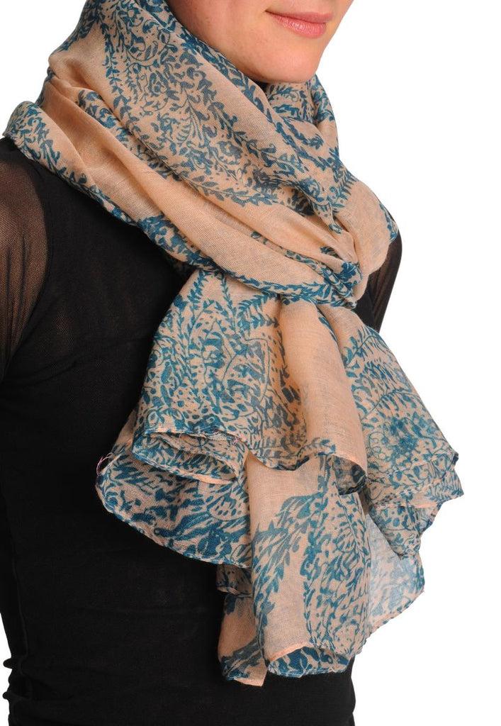 Liss Kiss Persian Green Fern Leaves On Light Pink Unisex Scarf & Beach Sarong - Scarf