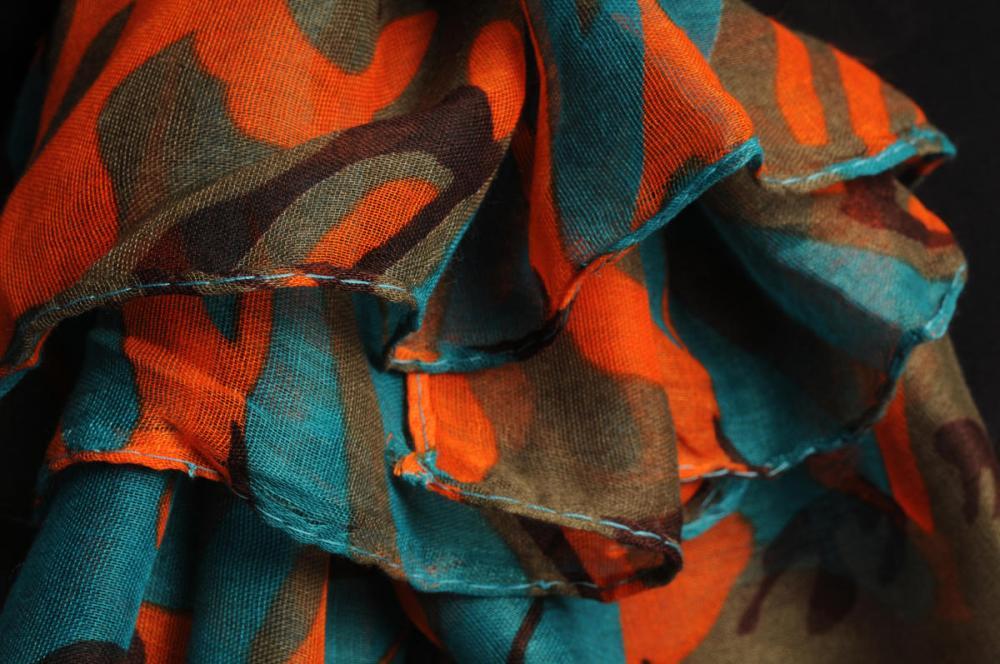 Liss Kiss Pine Green Orange & Grey Camouflage Unisex Scarf & Beach Sarong - Scarf