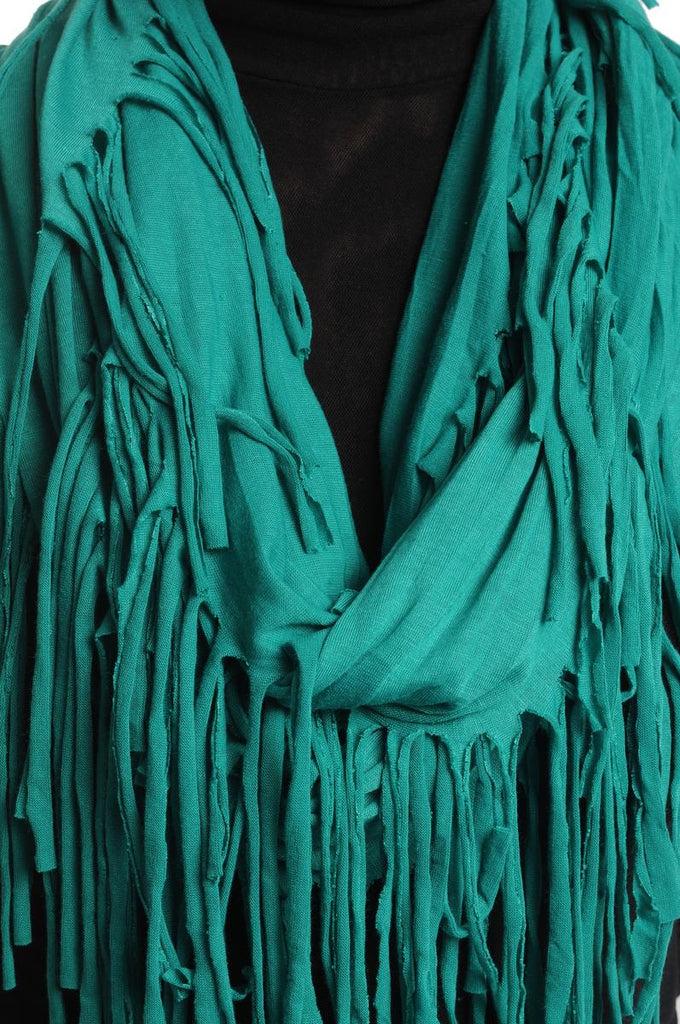 Liss Kiss Pine Green With Tassels Snood Scarf - Snood