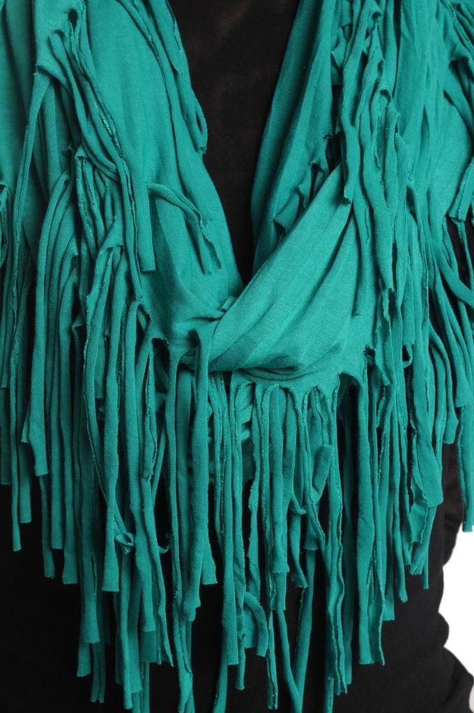 Liss Kiss Pine Green With Tassels Snood Scarf - Snood