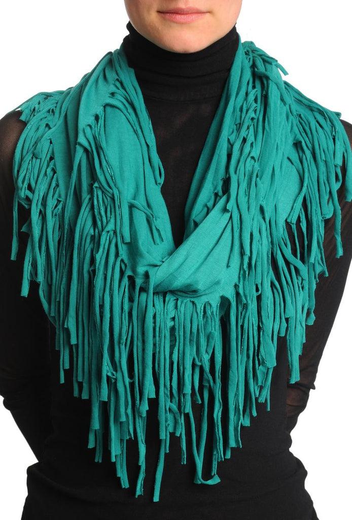 liss kiss Pine Green With Tassels Snood Scarf - Snood