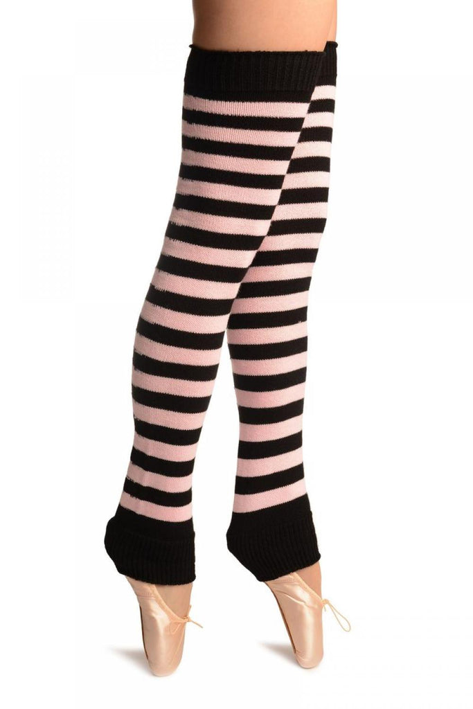 Liss Kiss Pink & Black Stripes Dance/Ballet Leg Warmers - Leg Warmers