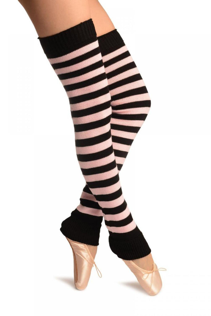 liss kiss Pink & Black Stripes Dance/Ballet Leg Warmers - Leg Warmers