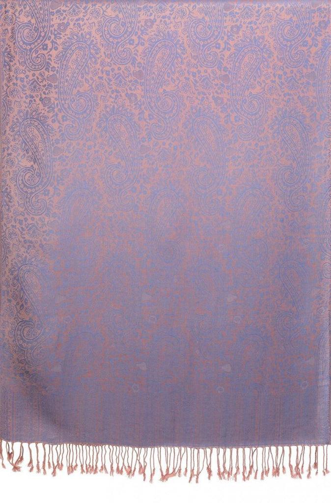 Liss Kiss Pink & Blue Paisleys Pashmina Feel With Tassels - Scarf