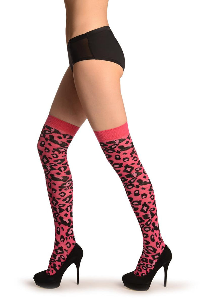 Liss Kiss Pink Camouflage Leopard - Over The Knee Socks
