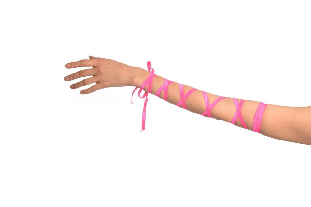 Liss Kiss Pink Elasticated Satin Ribbon Arm Wraps (Gloves) - Gloves