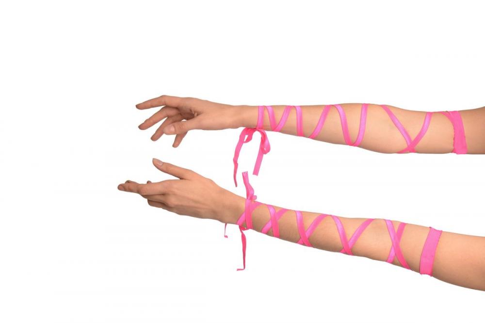 Liss Kiss Pink Elasticated Satin Ribbon Arm Wraps (Gloves) - Gloves