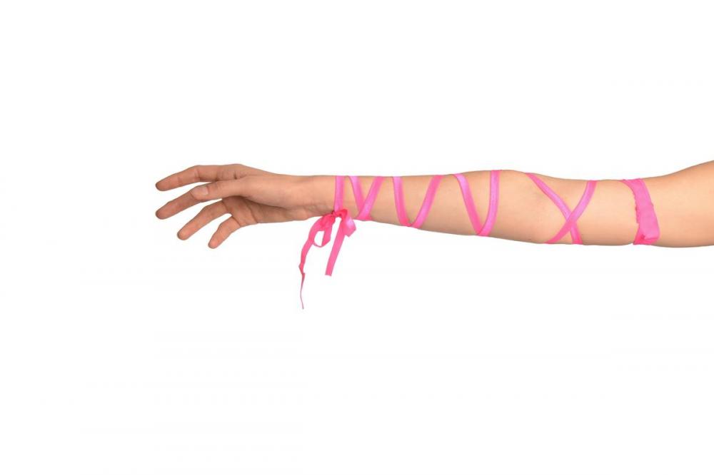 Liss Kiss Pink Elasticated Satin Ribbon Arm Wraps (Gloves) - Gloves