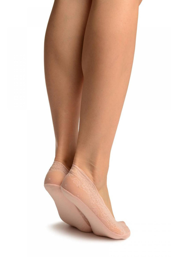 Liss Kiss Pink Floral Micro Mesh With Silicon Grip & Cotton Sole Footsies - Footsies Socks