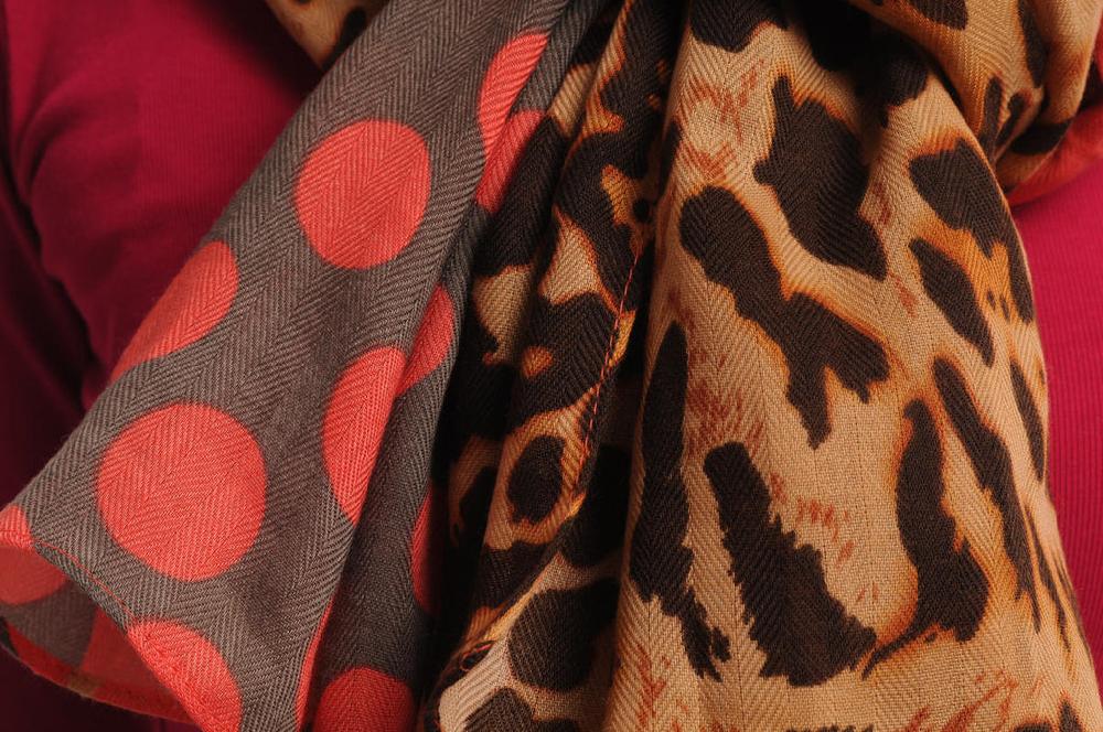 Liss Kiss Pink Grey & Leopard With Pink Polka Dots Unisex Scarf & Beach Sarong - Scarf