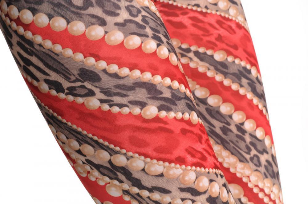 Liss Kiss Pink & Grey Leopard With Wrapping Pearl Strands - Leggings