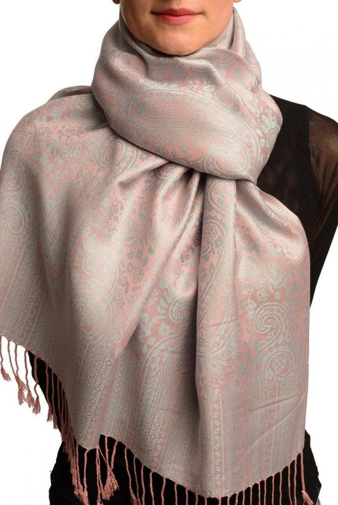 liss kiss Pink & Grey Paisleys Pashmina Feel With Tassels - Scarf