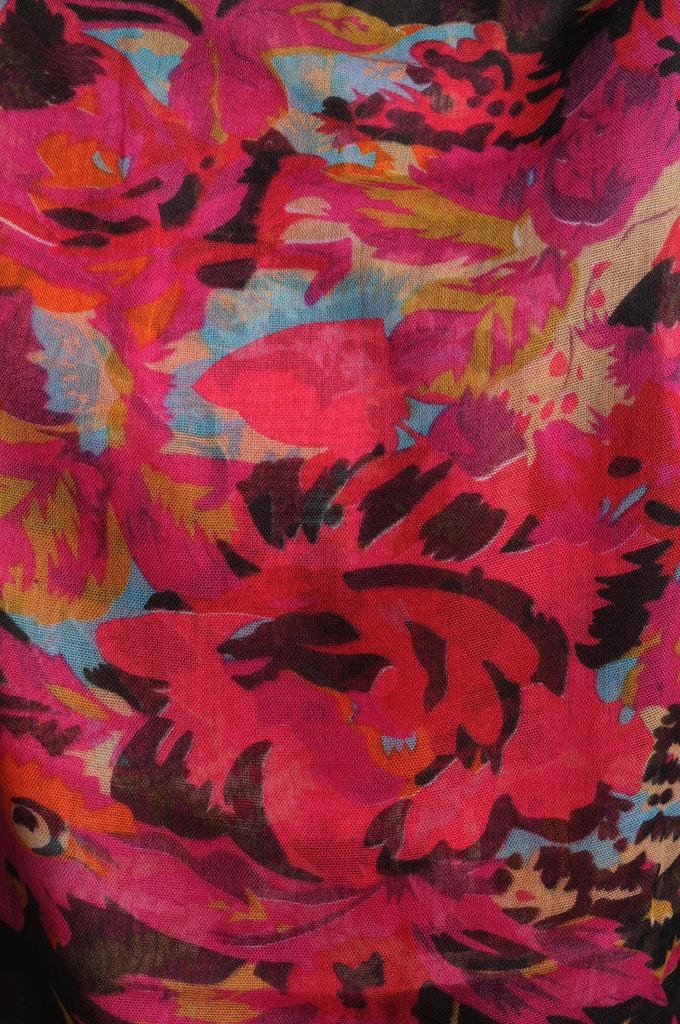 Liss Kiss Pink & Orange Vintage Flowers On Black Unisex Scarf & Beach Sarong - Scarf