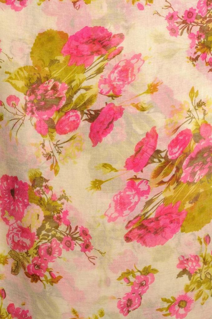 Liss Kiss Pink Roses On Beige Unisex Scarf & Beach Sarong - Scarf