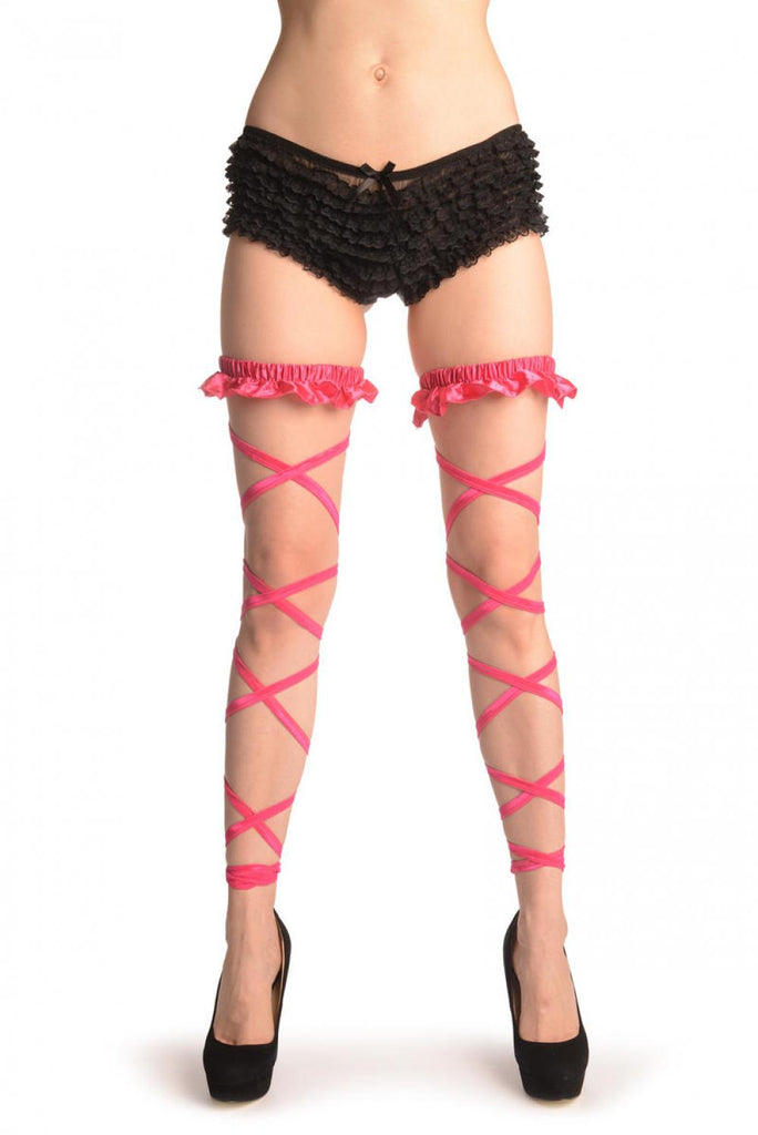 liss kiss Pink Satin Leg Wrap With Frilly Elasticated Top - Leg Warmers