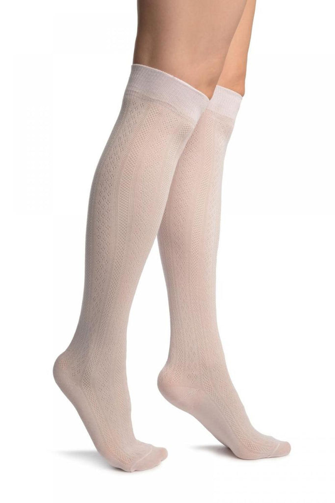 liss kiss Pink With Crocheted Stripes Knee High Socks - Socks