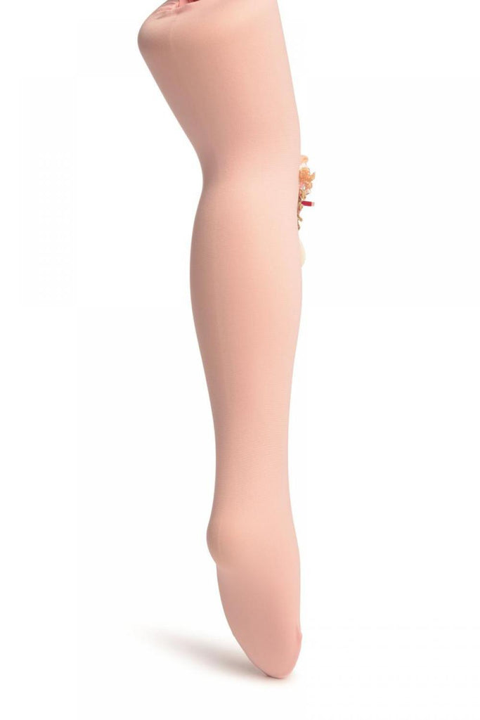 Liss Kiss Pink With Little Doll Applique - Girls Tights - Kids Tights