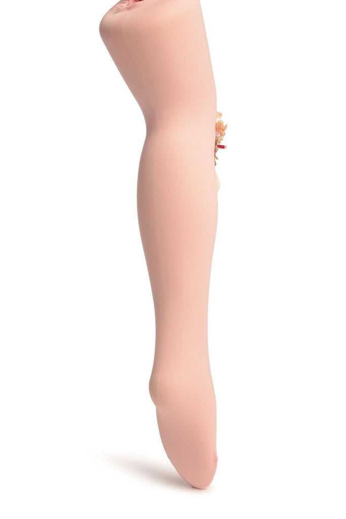 Liss Kiss Pink With Little Doll Applique - Girls Tights - Kids Tights