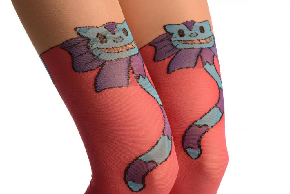 Liss Kiss Pink With Over The Knee Cute Cat & Stripy Tail - Tights