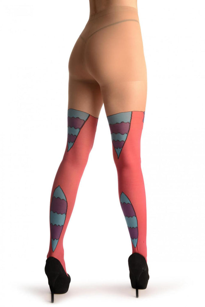 Liss Kiss Pink With Over The Knee Cute Cat & Stripy Tail - Tights