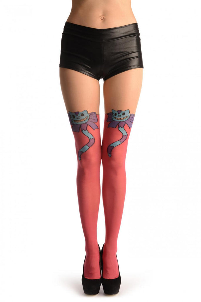 liss kiss Pink With Over The Knee Cute Cat & Stripy Tail - Tights