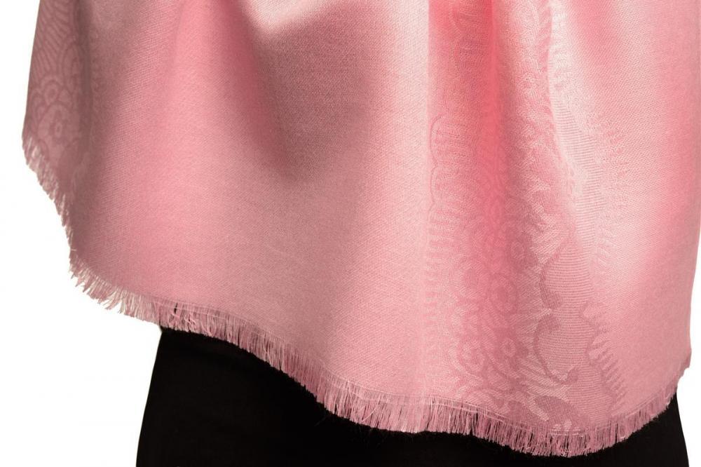 Liss Kiss Pink Woven Lace On Pink Pashmina Feel - Scarf