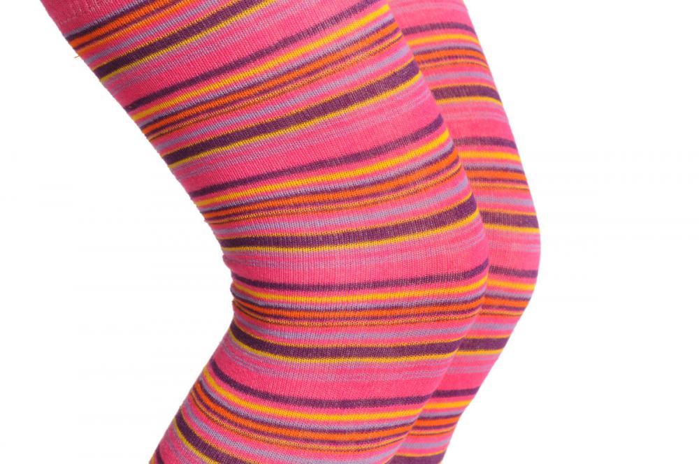 Liss Kiss Pink Yellow & Purple Thin Stripes - Over The Knee Socks