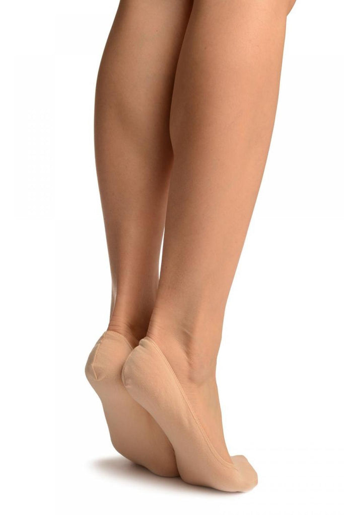 Liss Kiss Plain Beige Stretching Seam Footsies - Footsies Socks