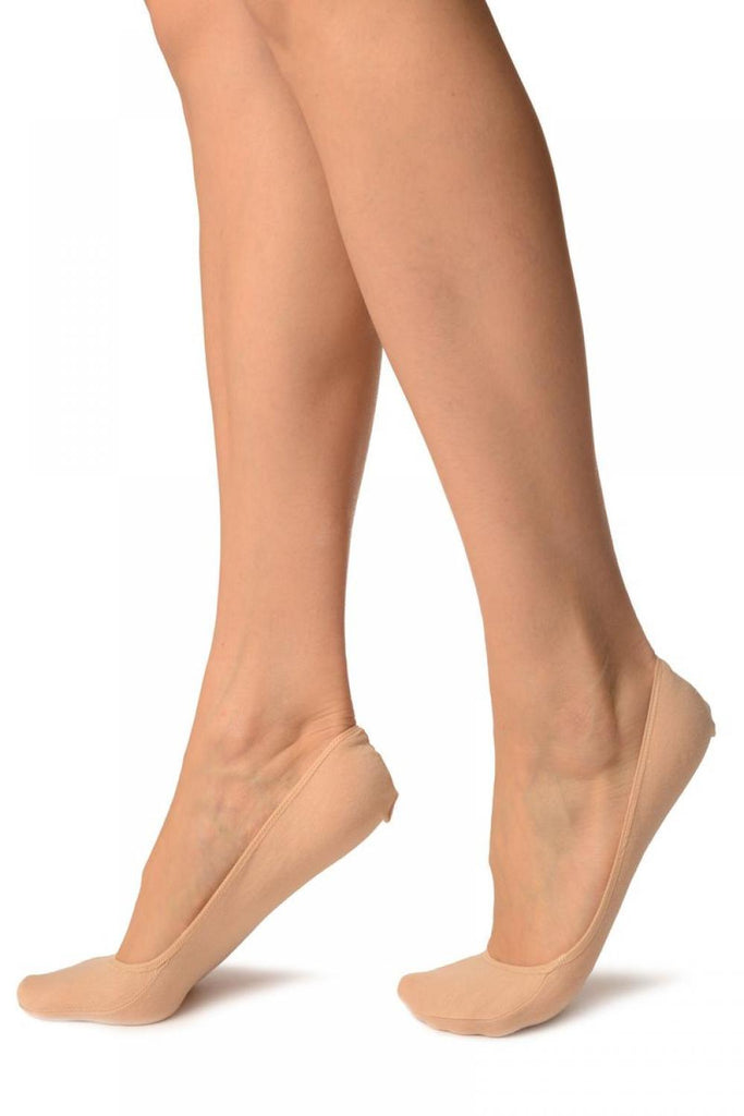 Liss Kiss Plain Beige Stretching Seam Footsies - Footsies Socks
