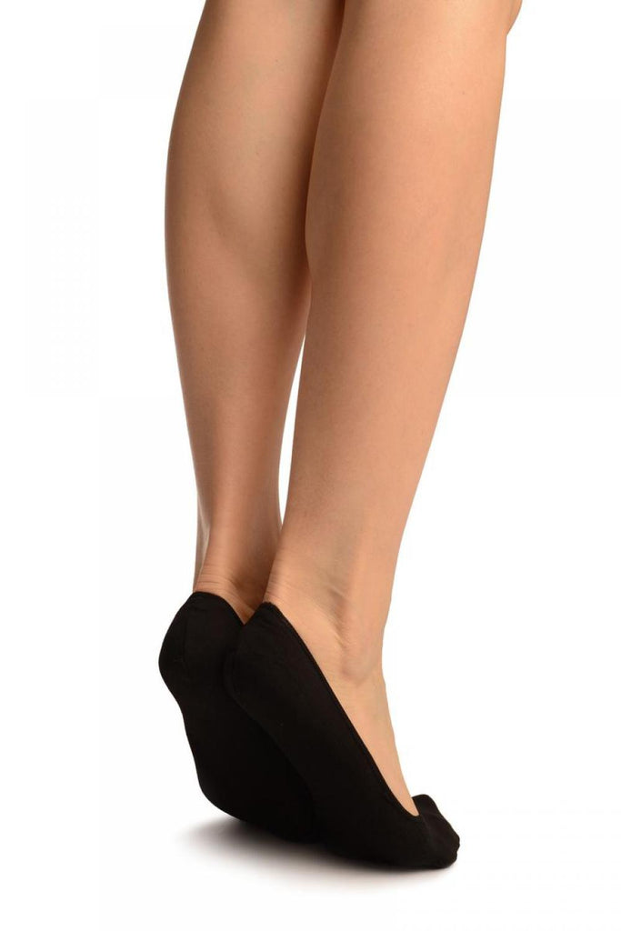 Liss Kiss Plain Black Stretching Seam Footsies - Footsies Socks
