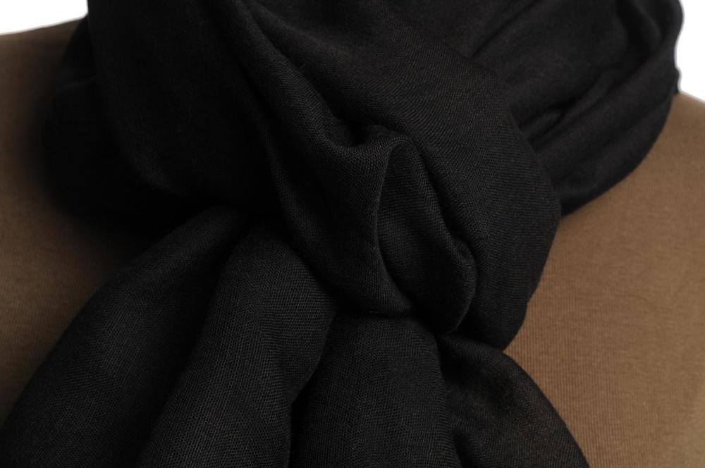 Liss Kiss Plain Black Unisex Scarf & Beach Sarong - Scarf
