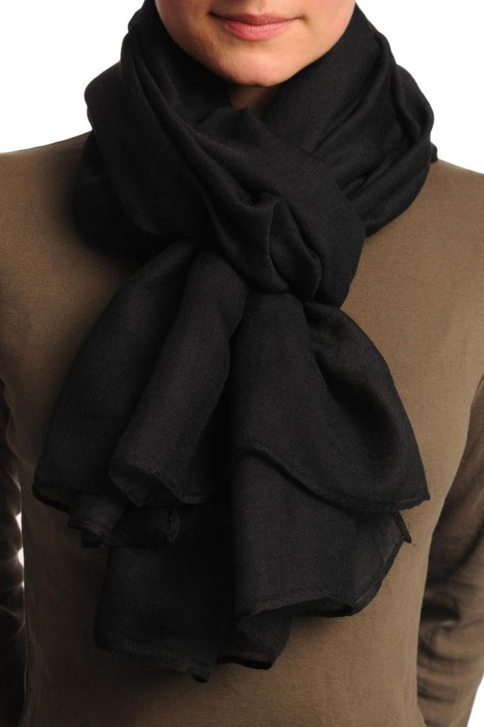 liss kiss Plain Black Unisex Scarf & Beach Sarong - Scarf
