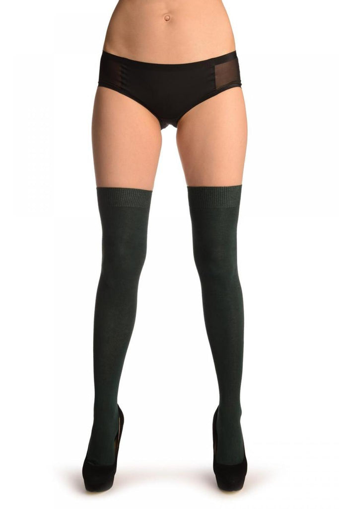 Liss Kiss Plain Bottle Green All Over - Over The Knee Socks