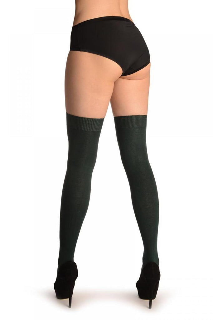 Liss Kiss Plain Bottle Green All Over - Over The Knee Socks