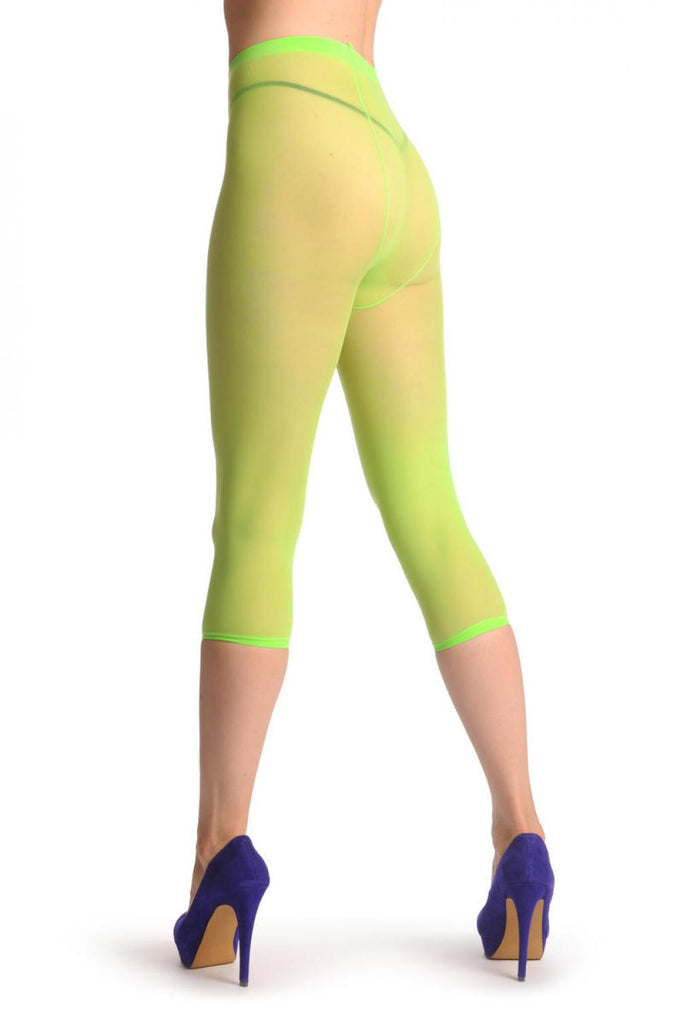 Liss Kiss Plain Bright Green Three Quarter Tights (Capri) - Tights Footless